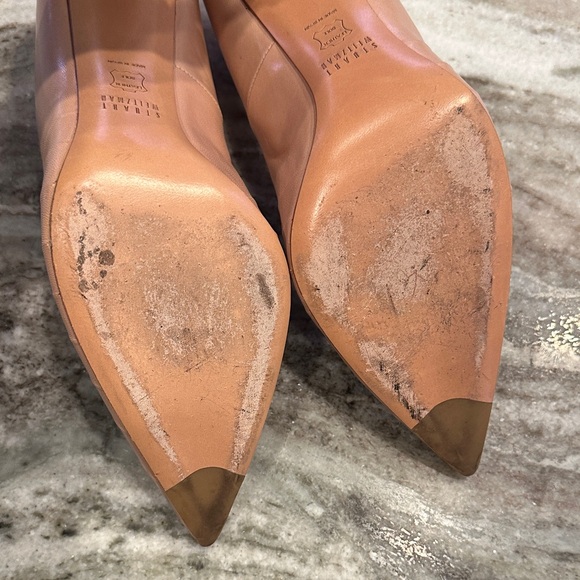 Stuart Weitzman Nude Leather Pointed-Toe Pumps - Picture 6 of 7
